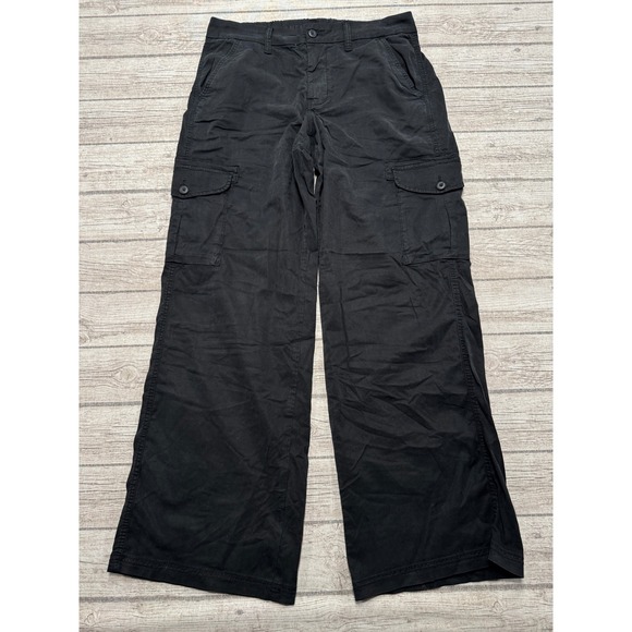 American Eagle Outfitters Pants - American Eagle Cargo Pants Women's 10 Long Black Wide Leg Relaxed Fit Utility